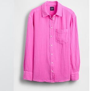 GAP Gauze Button Front Shirt Pink Size Small